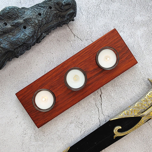 African Padauk Red Tea Light Candle Holder