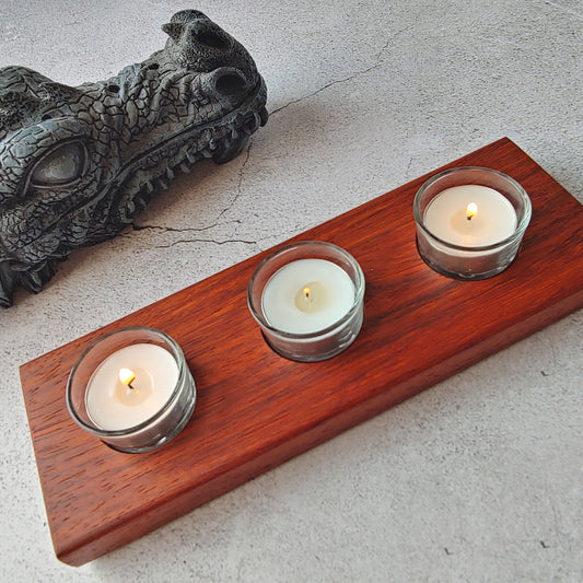 African Padauk Red Tea Light Candle Holder