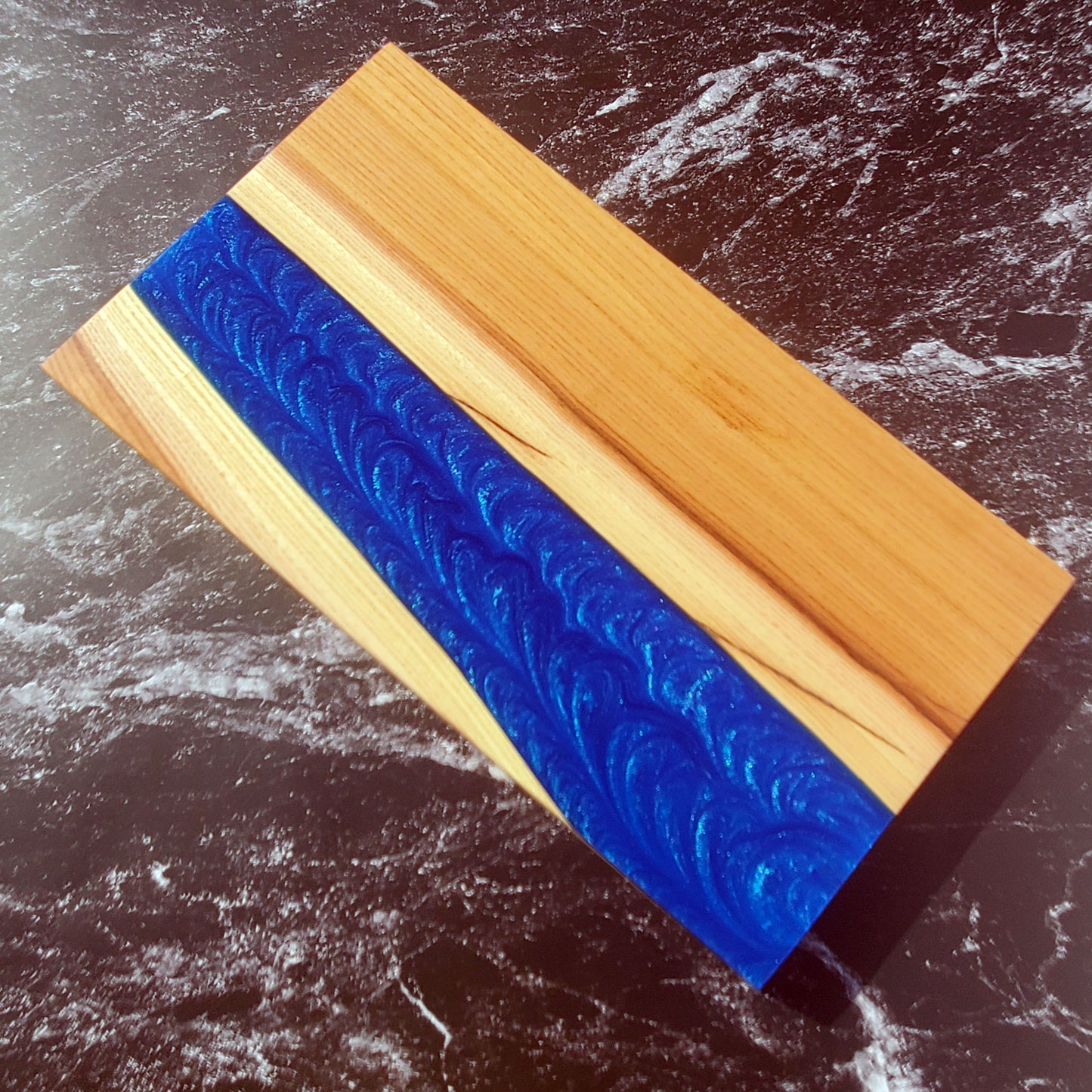 Granger Live Edge Blue Resin Charcuterie Serving Board