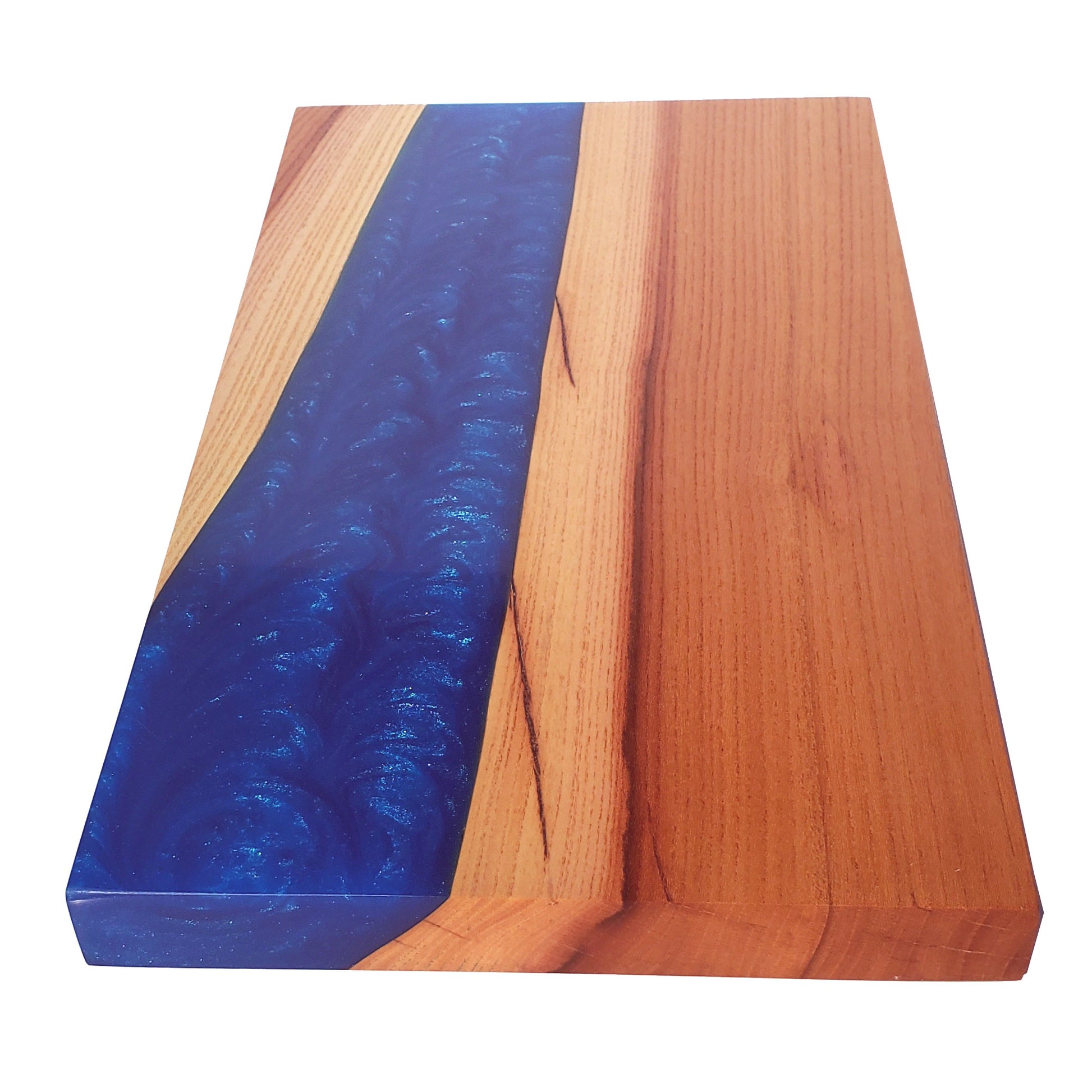 Handmade Elm Wood Live Edge Serving Board with Glittering Epoxy