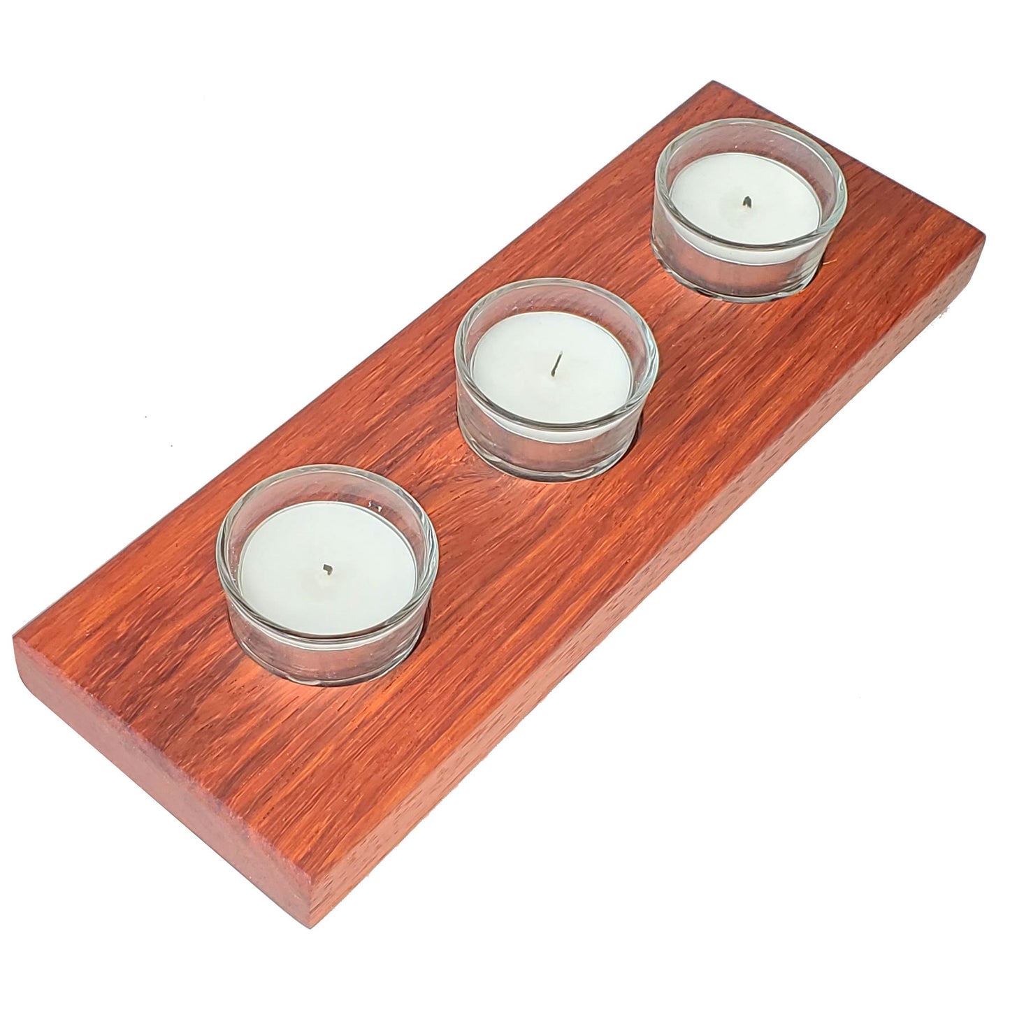 African Padauk Red Tea Light Candle Holder