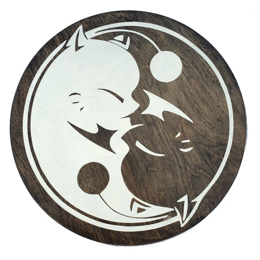 Final Fantasy Moogle Kupo Inspired Wood Wall Art, 12" Round